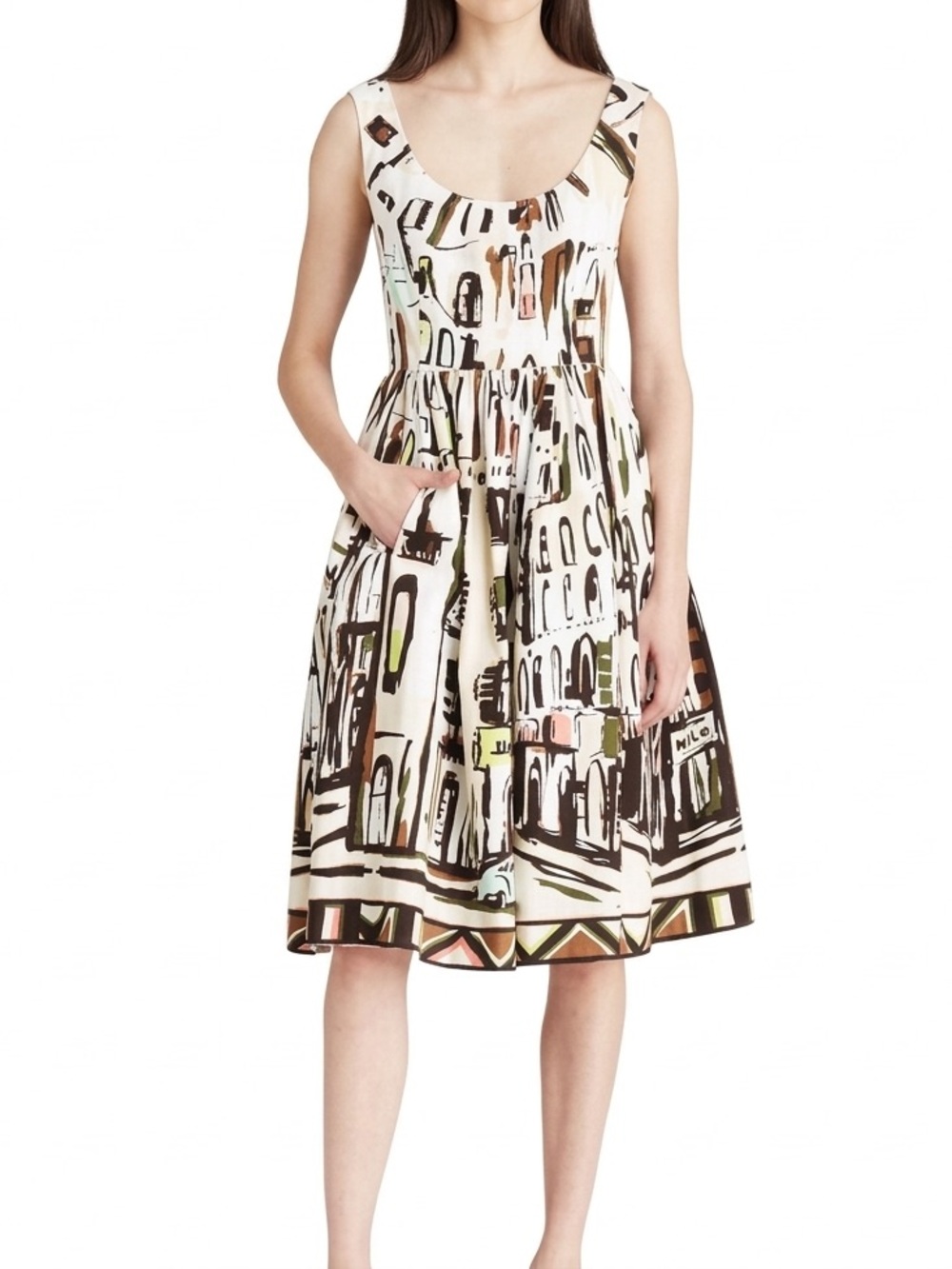 Kate Spade Havana Cityscape Print A line Fit & Flare Dress Size 4 (fits Medium)
